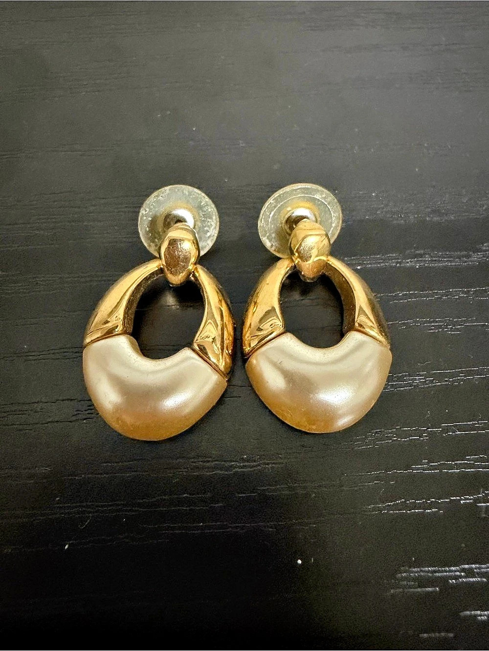 Napier Gold & White Statement Earrings